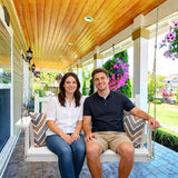 Anraja White Wooden Porch Swing 2-Seater, Bench Swing with Hanging Chains, Heavy Duty 800 LBS - Photo 2