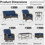 9 Piece Outdoor Wicker Patio Furniture Set, Patio Chairs Set with Thickened Olefin Cushions, High Back and Deep Seating - Photo 2