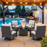 Belord 5 Pieces Patio Furniture Set with Fire Pit Table - 4 Outdoor Swivel Rocker Chairs with 50000 BTU Propane Fire - Photo 2