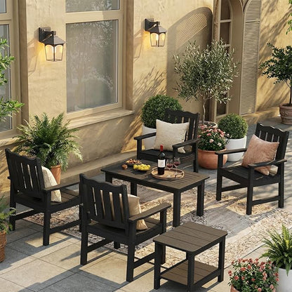 Stoog All-Weather Outdoor Chairs, Patio Dining Chair with Curved Backrest, 400 lbs Support Patio Chair, Black