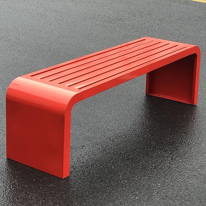 Steel Frame Outdoor Bench,Outdoor Benches Weatherproof,Outdoor Metal Bench Porch Tables for Outside,Premium Porch Benches Seat Park Bench Patio Bench Garden Bench(55.1x15.8x17.8inch, Orange)