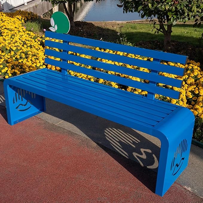 Outdoor Metal Garden Bench Galvanized Steel,Heavy-Duty Patio Benches Weatherproof with Backrest,Slatted Chair Laser engraving,1100lbs Load-Bearing,for Park Yard Deck(C,120*40*80cm/47.2*15.7*31.5in)