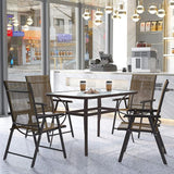 soges 47in Outdoor Patio Bistro Coffee Tea Table, Rectangular Tempered Glass Steel Frame Dining Table with Umbrella Hole - Photo 4