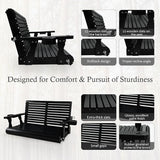 Wooden Porch Swing 2-Seater, High Backrest and Deep Seat, Bench Swing with Cupholders, Hanging Chains and 7mm Springs - Photo 5