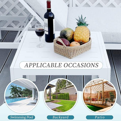 NICESOUL® 2 Pieces Aluminum Tables Side Tables for Outdoor Patio Porch Backyard Furniture Pieces in Pairs White