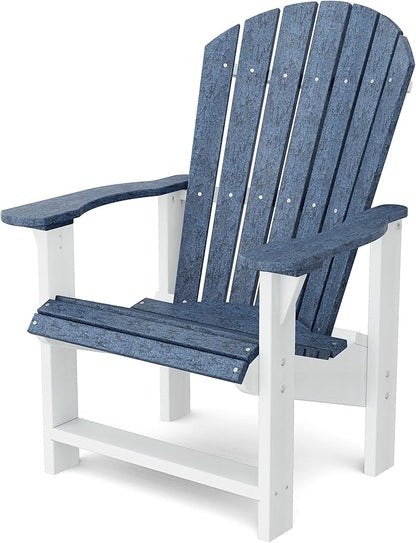 Wildridge Heritage Upright Adirondack Chair, Patriot Blue and White - Outdoor All-Weather Poly Furniture for Patio, Deck, Yard