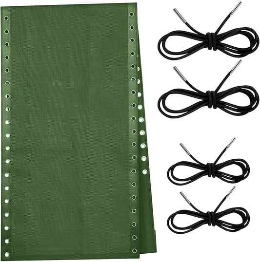 Queekay Chair Replacement Fabric with 4 Bungee Cord Lounge Chair Cloth Mesh Repair Kit for Patio Recliner Outdoor Lawn Pool(63 x 17 Inch,Sage Green)