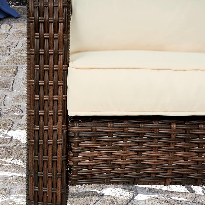 Outsunny Patio Wicker Adirondack Chair, Outdoor All-Weather Rattan Fire Pit Chair with Soft Cushions - Photo 9