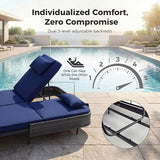 BULEXYARD 51.2" Double Chaise Lounge Outdoor, 2-Person PE Wicker Patio Daybed with Dual 5-Position Adjustable Backrest - Photo 5