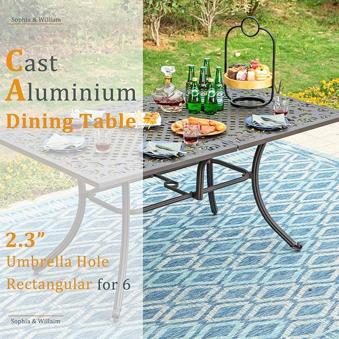 Sophia & William 7 Pieces Cast Aluminium Patio Dining Set for 6 - Photo 7
