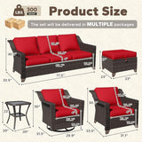 11 Pieces Patio Conversation Furniture Set - 1 Sofa, 2 Ottoman, 2 Armchairs, 4 Swivel Chairs, 2 Side Tables - Photo 2