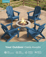 Ciokea Folding Adirondack Chair 4 Pack, Patio Adirondack Chair Weather Resistant, Plastic Fire Pit Chair with Cup Holder - Photo 3
