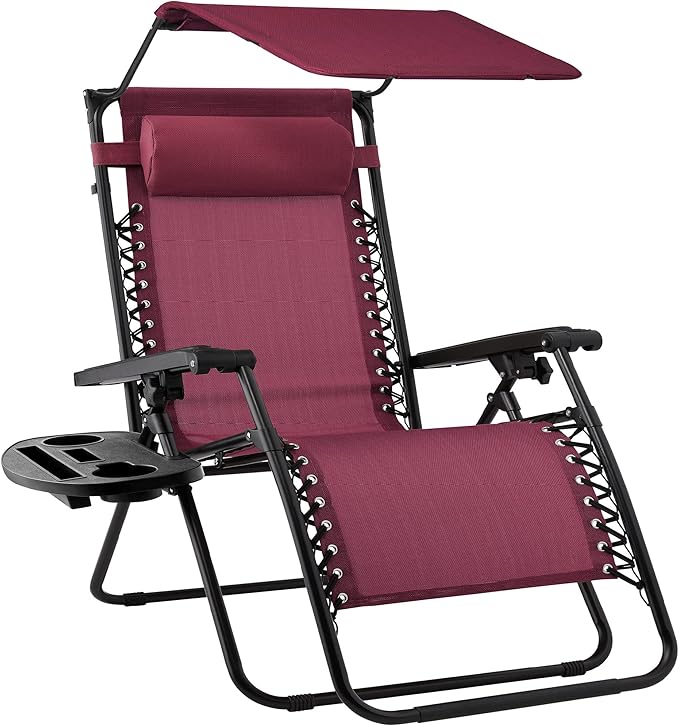 Best Choice Products Folding Zero Gravity Outdoor Recliner Patio Lounge Chair w/Adjustable Canopy Shade, Headrest - Photo 1