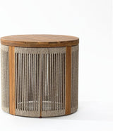 LuxenHome Outdoor Coffee Table, 17'' Tall Rope Modern Acacia Wood Outdoor Side Table for Patio - Photo 7