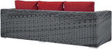 Modway Summon Wicker Rattan Outdoor Patio Sunbrella Sofa in Canvas Red - Photo 4