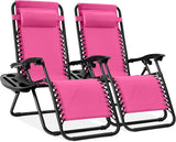 Best Choice Products Set of 2 Adjustable Steel Mesh Zero Gravity Lounge Chair Recliners w/Pillows and Cup Holder Trays - Photo 1