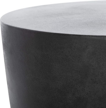 Safavieh Outdoor Aishi Black Modern Concrete Round Accent Table