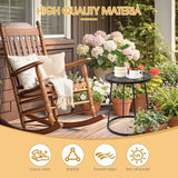 Outdoor Side Table with Flower Cut Outs 14" Weather Resistant Metal Patio Side Tables Small Plant Stand Round Outdoor - Photo 4