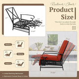 Oakcloud Adjustable Outdoor Lounge Chair Metal Patio Relaxing Recliner Chair with Removable Cushions(Red) - Photo 3