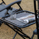 Outsunny Zero Gravity Chair Set with Side Table, Folding Reclining Chair with Cupholders & Pillows - Photo 8