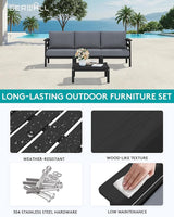 SERWALL HDPE Patio Furniture Set, 4 Pieces Outdoor Sectional Sofa Set - Photo 3
