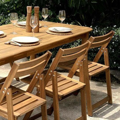 Acacia Wooden Chairs Set of 4, Folding Waterproof Small Patio Chairs with Waterproof and UV Coating, Indoor Outdoor Bistro Set for Garden Balcony Patio Lawn Living Room