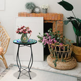 2PCS 12 Inch Small Outdoor Side Table with Colorful Peacock, Glass Mosaic Patio Table Indoor - Photo 2