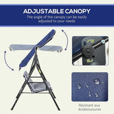 Outsunny 3-Seat Outdoor Patio Swing Chair with Removable Cushion, Steel Frame Stand and Adjustable Tilt Canopy for Patio - Photo 3