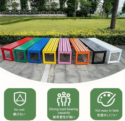 Pure Wrought Iron Metal Garden Bench with Reserved Fixing Holes, Backless Outdoor Bench, 2-3 Person Seat, for Hospital/School/Plaza(Red,80cm)