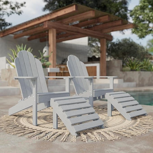 Wildridge Classic Footrest, Light Gray - Outdoor Weather Resistant HDPE Ottoman for Adirondack Chair