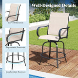 Tangkula Outdoor Swivel Bar Stools Set of 2, Bar Height Tall Patio Chairs with Armrests & High Back - Photo 7