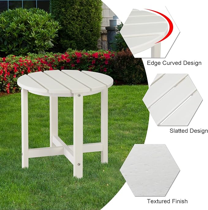 Patio Side Table, Pool Composite Patio Table, HDPE End Tables for Backyard, Pool, Indoor Companion - Photo 8