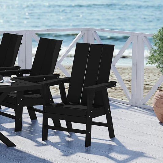 WestinTrends Ashore Outdoor Patio HDPE Plastic Modern Adirondack Dining Chair Black