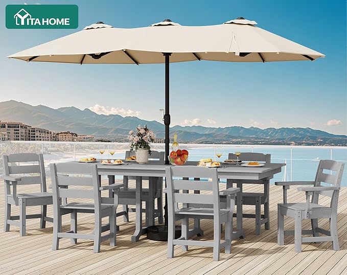 YITAHOME HDPE Chairs Set of 2, Sturdy Patio Chair w/Max Bearing 330 LBS, All-Weather Outdoor Patio Chairs for Terrace, Garden, Backyard, Poolside, White