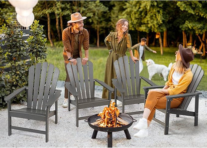 Stackable Adirondack Chairs Set of 4, Space Saving HDPE All-Weather Fire Pit Chair with Cover for Outdoor Lawn Porch Deck