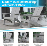 Flash Furniture Set of 2 Finn Modern Commercial Grade Adirondack Rocking Chairs - All-Weather Gray Poly Resin Wood - Photo 4