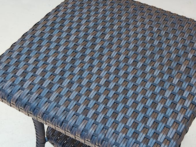 HUMMUH Outdoor End Table, Patio Wicker Small Side Table - Photo 3