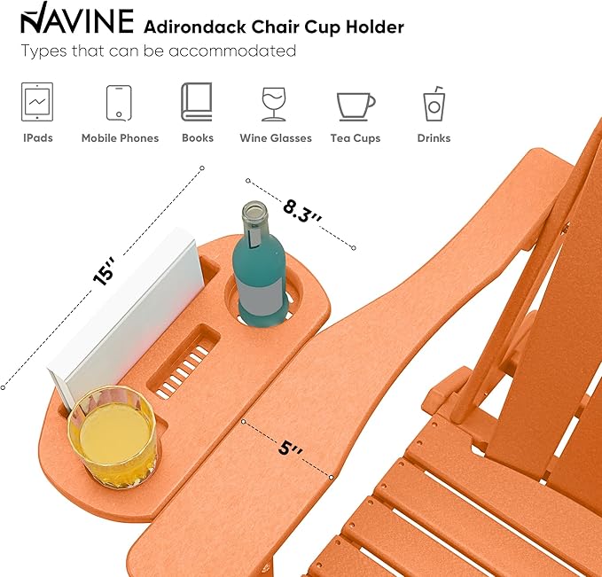 Adirondack Chair Set of 8, HDPE Folding Adirondack Chair with Multifunctional Cup Holder - Photo 7
