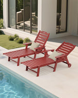 Carauci Lounge Chair Outdoor, HDPE Chaise Lounge with Wheels - Photo 2
