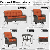 8 Piece Outdoor Wicker Patio Furniture Set, Patio Chairs Set with Thickened Olefin Cushions, High Back and Deep Seating - Photo 2