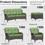 6 Piece Outdoor Wicker Patio Furniture Set, Patio Chairs Set with Thickened Olefin Cushions, High Back and Deep Seating - Photo 2