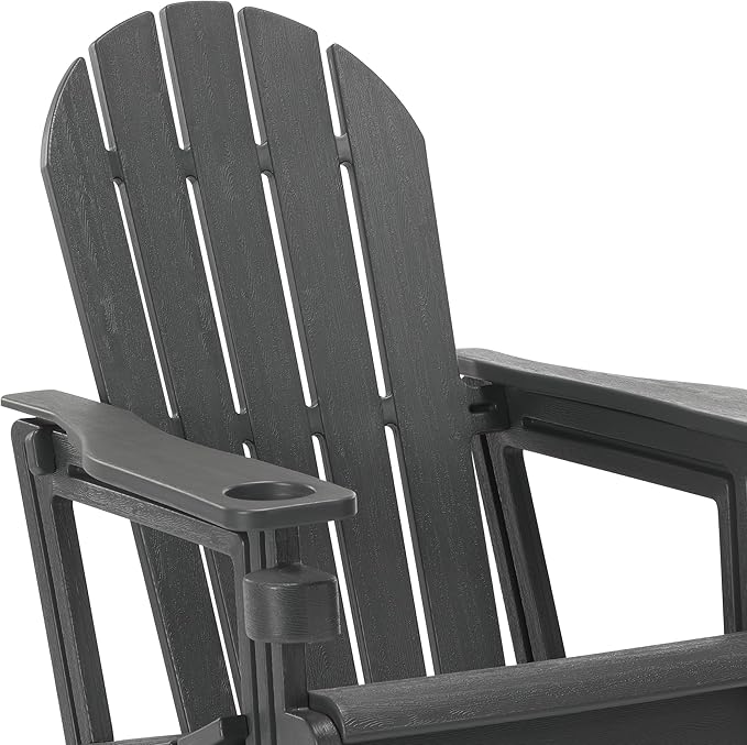 WestinTrends Tool-Free Assembly Outdoor Patio HDPE Plastic Adirondack Chair with Cup Holder, Gray