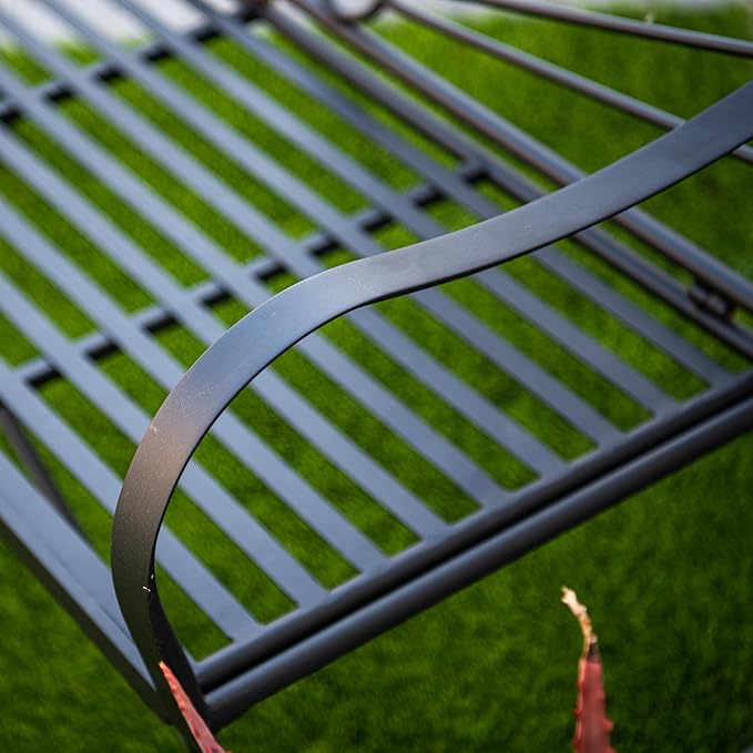 XBrand 44" L Iron Sun-Patterned Seat for Two, Patio & Porch Furniture for Park, Yard, Lawn, Balcony, Backyard – Black - Photo 4