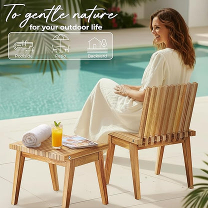 Melino Convertible Slat Bench, 3-in-1 Bench to Table to Chair, FSC Acacia Solid Wood for Indoor Outdoor - Patio, Entryway, Living Room, Guest Room - Easy Assembly, 20 Inch