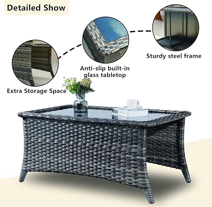 Rilyson Patio Furniture Swivel Chairs Set - 8 PC Wicker Rattan Outdoor Sectional Conversation Sets with 4 Swivel - Photo 7