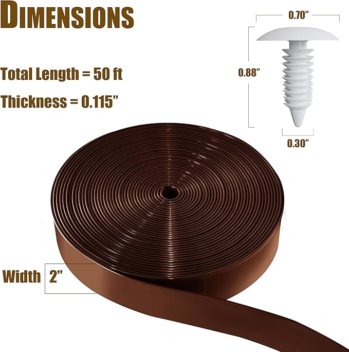 Vinyl Straps for Patio Chair Repair Kit 2'' Wide 50 Ft Long Replacement Straps + 50 Free Rivets for Outdoor Lawn Furniture Chaise Lounge Repair (Brown)