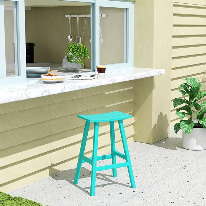 WestinTrends Malibu 2 Piece Set of 29 Height Outdoor/Patio Saddle bar stools, Turquoise