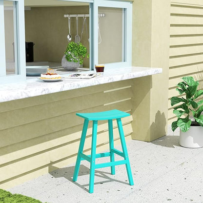 WestinTrends Malibu 2 Piece Set of 29 Height Outdoor/Patio Saddle bar stools, Turquoise