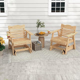Tangkula Outdoor Fir Wood Glider Chair, Outdoor Swing Chair with Rotatable Hidden Cup Holder and Curved Seat - Photo 2
