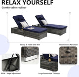 Outdoor Chaise Lounge Chair Set of 2 Wicker Pool Lounge Chairs Tanning Lounges for Outside Lawn Sunbathing Chairs with - Photo 4